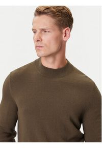 Marc O'Polo Denim Sweter 5000007280 Brązowy Regular Fit. Typ kołnierza: polo. Kolor: brązowy. Materiał: wełna
