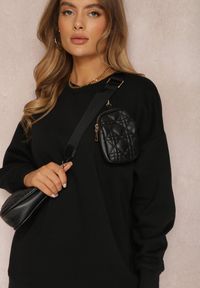 Renee - Czarna Bluza Oversize z Polarem Hosarran. Kolor: czarny. Materiał: polar. Długość rękawa: długi rękaw. Długość: długie. Wzór: gładki, jednolity. Styl: sportowy, klasyczny
