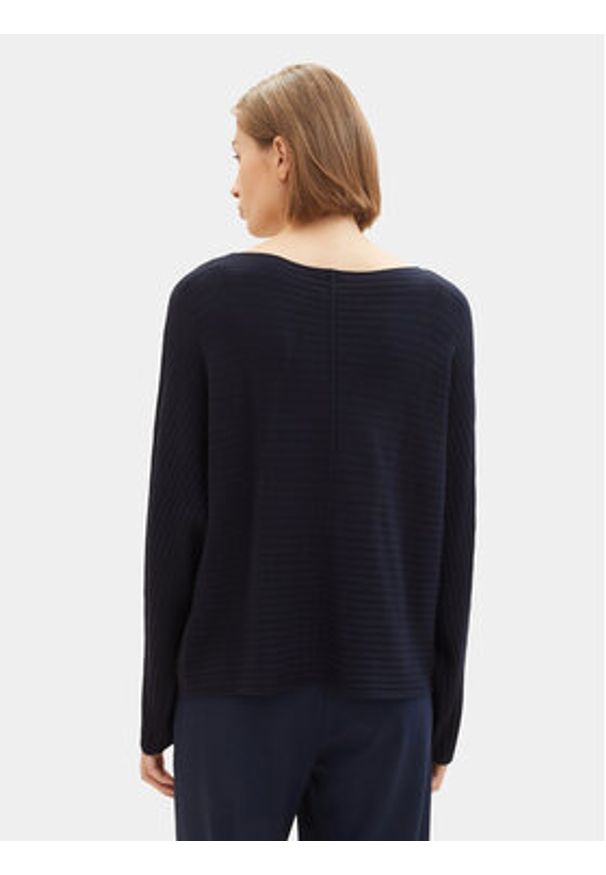 Tom Tailor Sweter 1037737 Granatowy Relaxed Fit. Kolor: niebieski. Materiał: wiskoza