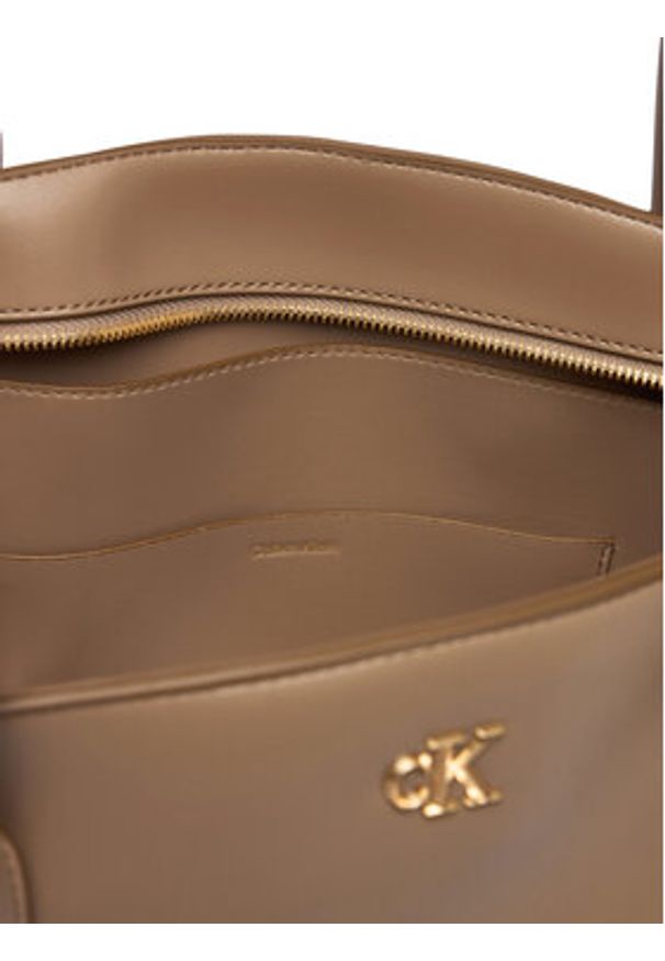 Calvin Klein Torebka Ck Medium Dome Tot LV04F3344G Beżowy. Kolor: beżowy. Materiał: skórzane