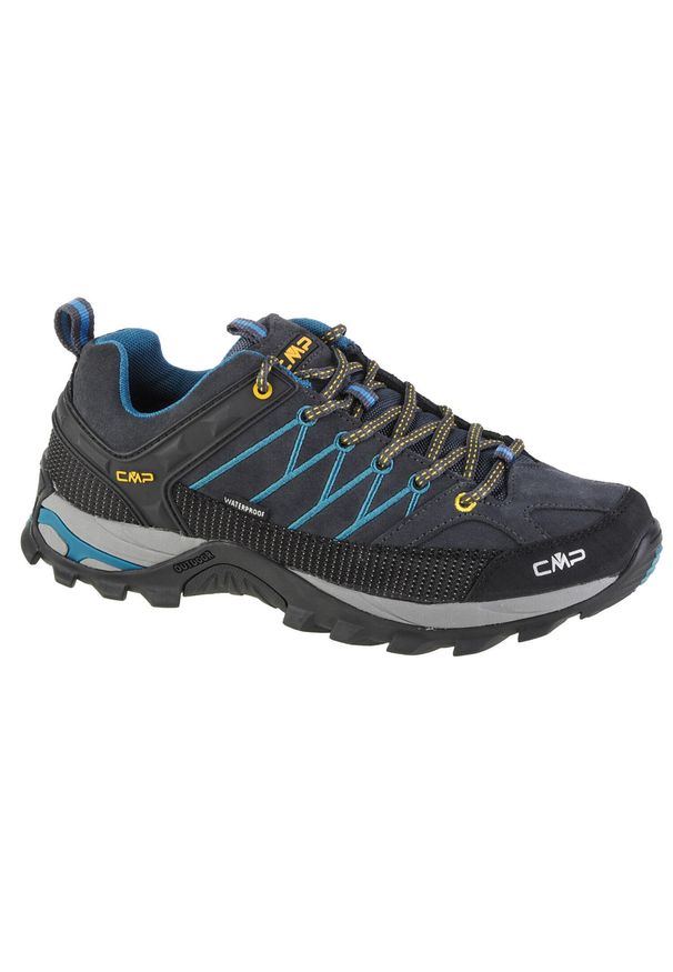 Buty trekkingowe męskie, CMP Rigel Low. Kolor: wielokolorowy, szary, niebieski, czarny. Materiał: guma, skóra, tkanina