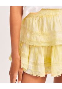LOVE SHACK FANCY - Żółta mini spódnica Ruffle. Kolor: żółty. Materiał: bawełna, koronka. Wzór: koronka #2