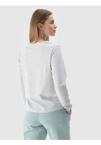4f - 4F Longsleeve oversize gładki damski - szary L. Okazja: na co dzień. Kolor: szary. Materiał: dzianina, bawełna, wiskoza, jersey, materiał. Długość rękawa: długi rękaw. Długość: długie. Wzór: gładki. Styl: klasyczny, sportowy, casual