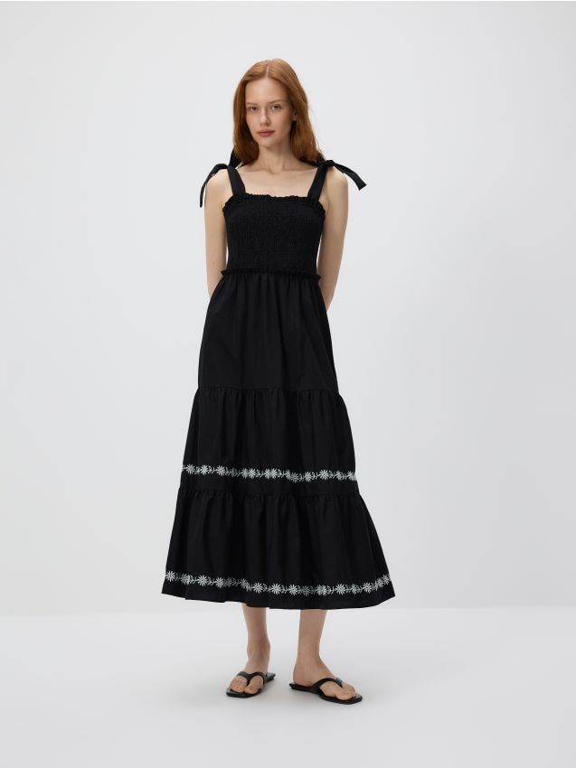 Czarna sukienka Reserved midi ZT813-99X - Sukienki - myBaze.com