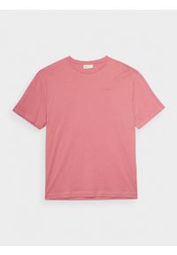 outhorn - T-shirt oversize z haftem męski - różowy. Okazja: na co dzień. Kolor: różowy. Materiał: dzianina, bawełna. Wzór: haft. Styl: casual