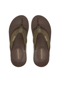 TOMMY HILFIGER - Tommy Hilfiger Japonki Molded Web Beach Sandal FM0FM05434 Khaki. Kolor: brązowy. Materiał: materiał
