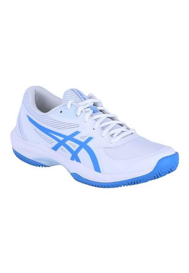 Buty do tenisa damskie Asics Game Ff. Zapięcie: sznurówki. Kolor: biały, wielokolorowy, niebieski. Materiał: materiał, syntetyk, tkanina. Szerokość cholewki: normalna. Sport: tenis
