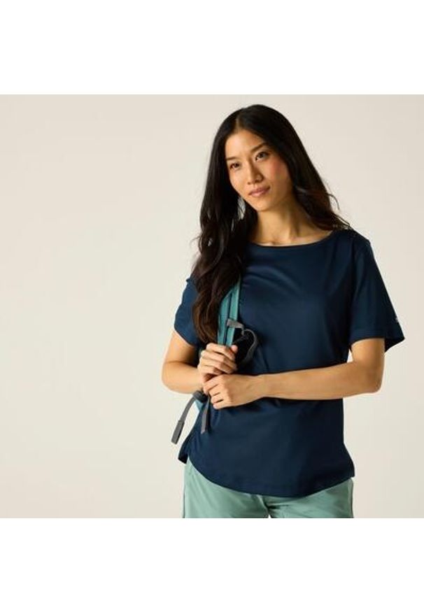 Regatta - Damska koszulka z krótkim rękawem i logo Botanna, szybkoschnąca. Kolor: niebieski. Materiał: poliester. Długość rękawa: krótki rękaw. Długość: krótkie