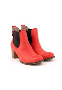 Zapato - sztyblety na słupku - skóra naturalna - model 455 - kolor czerwony (38). Okazja: na co dzień. Kolor: czerwony. Materiał: skóra. Sezon: wiosna, zima, lato, jesień. Obcas: na słupku. Styl: klasyczny, street, casual. Wysokość obcasa: średni #4