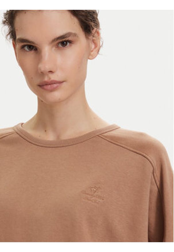 Beverly Hills Polo Club T-Shirt P-SS26W-TS00817 Brązowy jasny Oversize. Typ kołnierza: polo. Kolor: brązowy. Materiał: syntetyk