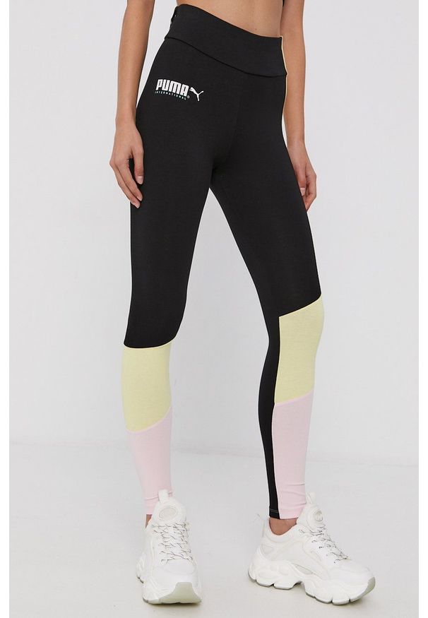 Puma - Legginsy. Stan: podwyższony. Kolor: czarny. Materiał: dzianina