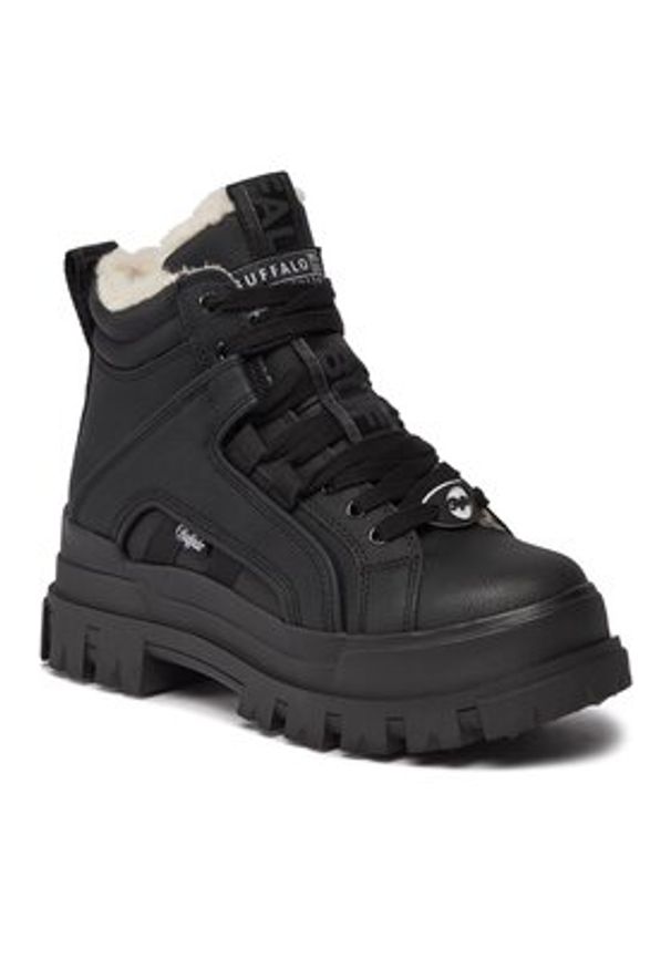 Buffalo Sneakersy Aspha Nc Mid Warm 1622186 Czarny. Kolor: czarny. Materiał: skóra