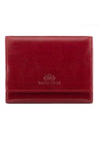 Wittchen - Damski portfel ze skóry średni czerwony. Kolor: czerwony. Materiał: skóra. Wzór: aplikacja