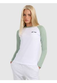 4f - 4F Longsleeve regular damski - zielony M. Okazja: na co dzień. Kolor: zielony. Materiał: dzianina, materiał. Długość rękawa: długi rękaw. Długość: długie. Styl: casual #1