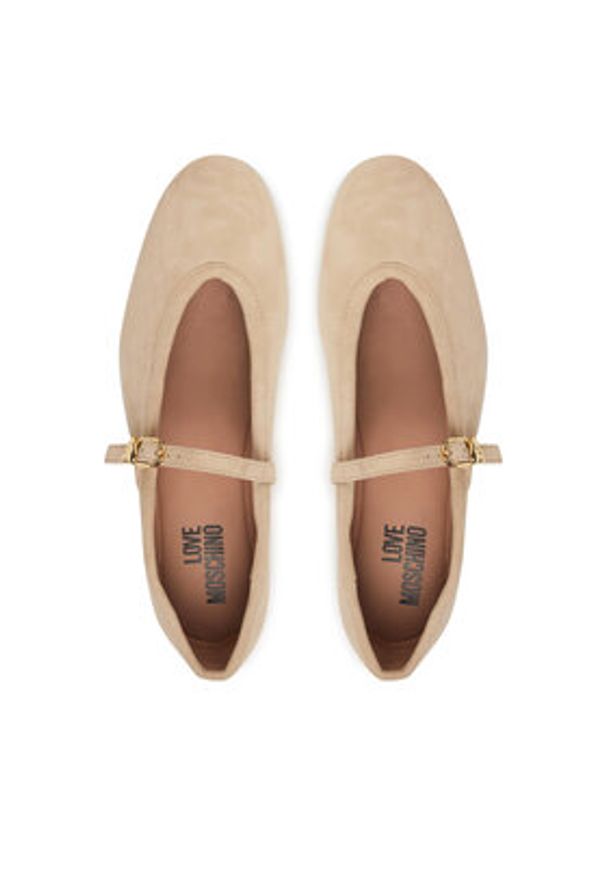 Love Moschino - LOVE MOSCHINO Baleriny JA11101G1OJA0104 Beżowy. Kolor: beżowy. Materiał: zamsz, skóra