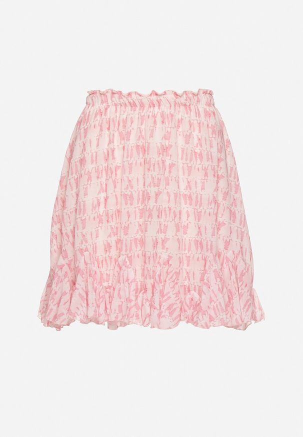 Born2be - Różowa Spódnica o Rozkloszowanym Kroju z Falbanką Yasselia. Okazja: na spacer, na co dzień. Kolor: różowy. Styl: elegancki, casual