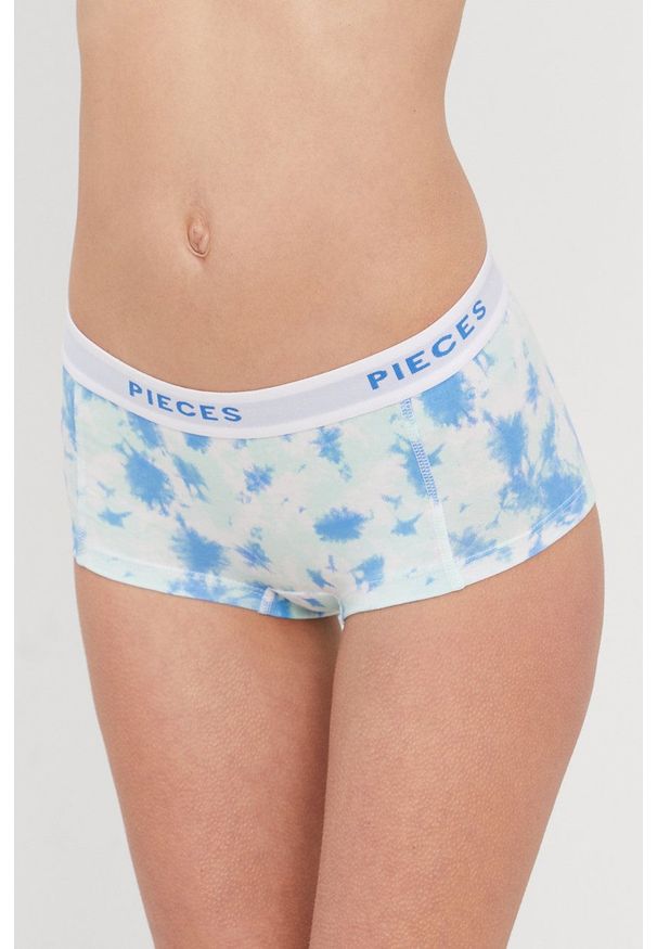 Pieces - Figi (4-pack). Kolor: turkusowy. Materiał: bawełna