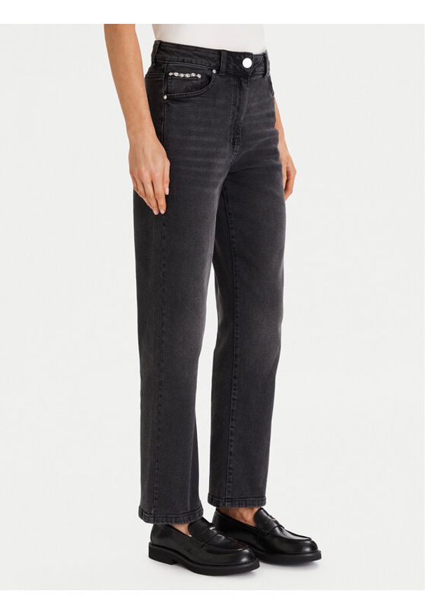 Morgan Jeansy 252-PNICE Czarny Wide Leg. Kolor: czarny