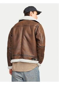 Jack & Jones Kurtka z imitacji skóry Cole Aviator 12261819 Brązowy Regular Fit. Kolor: brązowy. Materiał: skóra #2