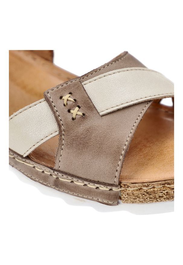 Brązowe Sandały Wasak Mode Obuwie Damskie. Okazja: na co dzień. Zapięcie: rzepy. Kolor: brązowy. Materiał: materiał, skóra. Sezon: lato. Styl: casual