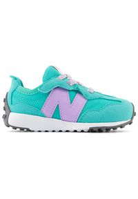 Buty niemowlęce New Balance NW327LCC – zielone. Okazja: na co dzień. Zapięcie: bez zapięcia. Kolor: zielony. Materiał: skóra, syntetyk, materiał. Szerokość cholewki: normalna. Wzór: kolorowy