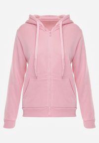 Renee - Różowa Bluza z Kapturem Zapinana na Suwak Edan. Okazja: na co dzień. Typ kołnierza: kaptur. Kolor: różowy. Materiał: jeans, polar. Styl: casual, klasyczny, sportowy #4