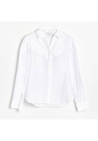Reserved - Koszula ze strukturalnej tkaniny - Kremowy. Kolor: kremowy. Materiał: tkanina #1