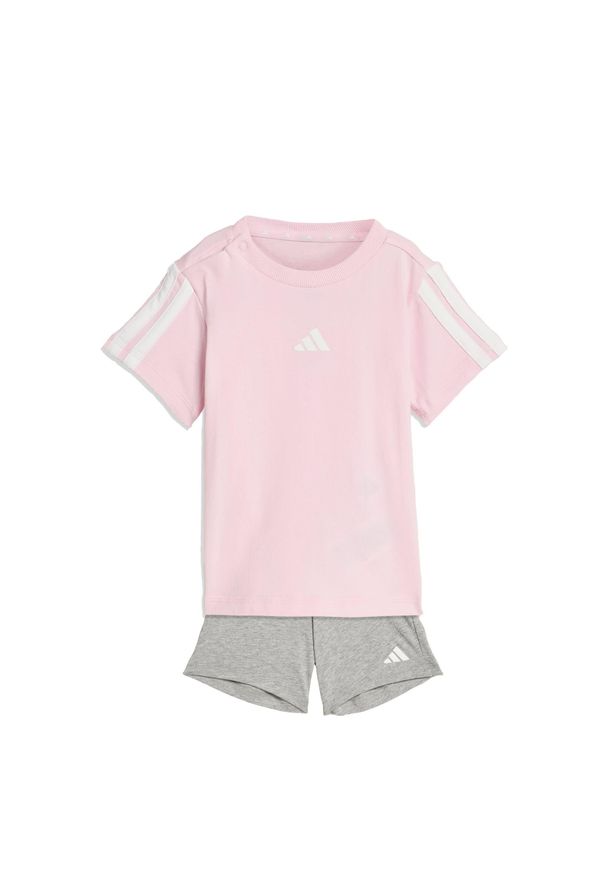 Adidas - Zestaw dziecięcy z koszulką Essentials. Okazja: na uczelnię. Kolor: różowy, wielokolorowy, biały. Materiał: dresówka. Styl: sportowy