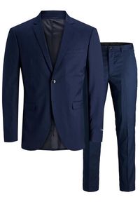 Jack & Jones - Jack&Jones Garnitur Franco 12181339 Granatowy Super Slim Fit. Kolor: niebieski. Materiał: syntetyk
