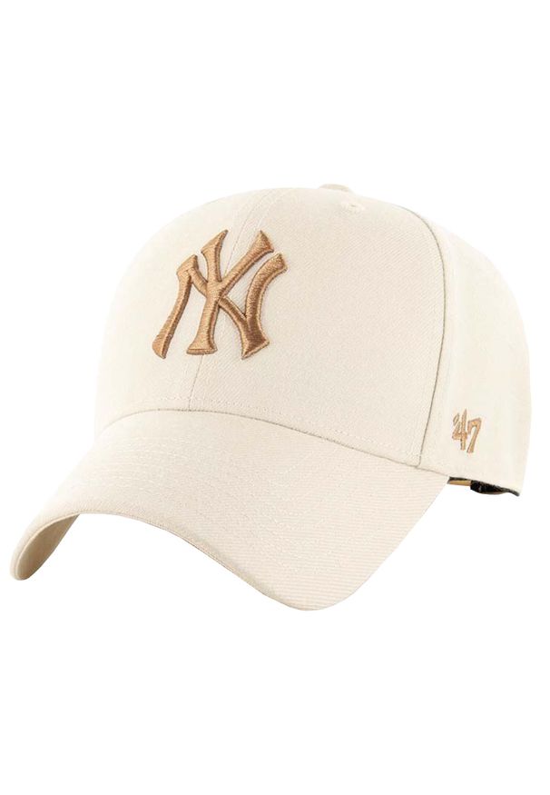 47 Brand - Czapka z daszkiem męska MLB New York Yankees Cap. Kolor: beżowy. Materiał: wełna, akryl