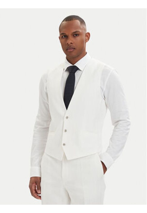 Hugo - HUGO Garnitur Henry 50559672 Kremowy Slim Fit. Kolor: kremowy. Materiał: bawełna