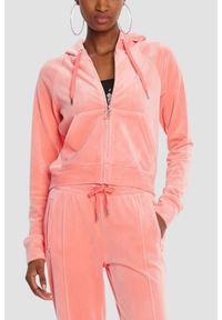 Juicy Couture - JUICY COUTURE Brzoskwiniowa damska bluza damska Madison Hoodie, Rozmiar M. Okazja: na co dzień. Kolor: różowy. Materiał: materiał. Styl: klasyczny, casual #2