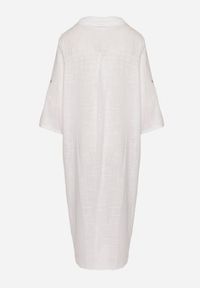 Born2be - Biała Koszulowa Sukienka z Bawełny z Kieszeniami Kolaris. Okazja: na co dzień. Typ kołnierza: kołnierzyk klasyczny. Kolor: biały. Materiał: bawełna. Typ sukienki: koszulowe. Styl: klasyczny, casual, elegancki #5