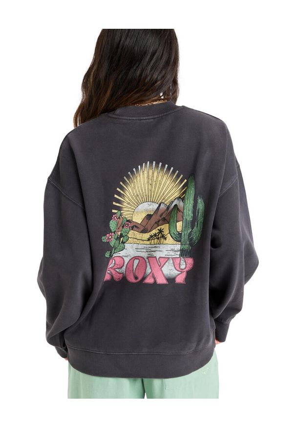 Roxy - Bluza z okrągłym dekoltem dla Kobiety LINEUP Czarny. Kolor: czarny. Materiał: materiał, poliester, bawełna