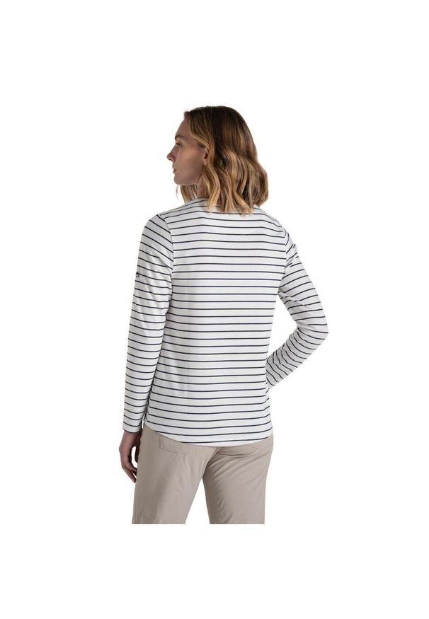 CRAGHOPPERS - Koszulka Z Długim Rękawem Damska Akona Stripe Nosilife. Kolor: niebieski. Długość rękawa: długi rękaw. Długość: długie. Sport: turystyka piesza