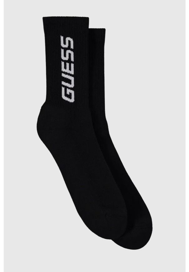 Guess - GUESS Czarne sportowe skarpetki męskie Arlo. Kolor: czarny. Materiał: dzianina