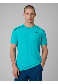 4f - 4F Koszulka treningowa regular szybkoschnąca męska - turkusowa XL. Kolor: turkusowy. Materiał: skóra, materiał. Sport: fitness #1