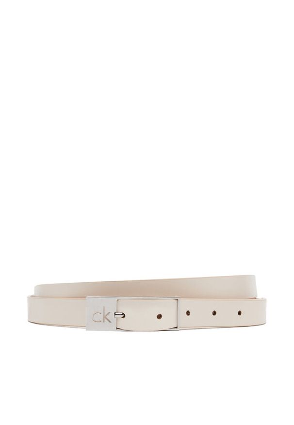 Calvin Klein Pasek Damski Ck Cut Square Buckle 2.0 K60K613155 Biały. Kolor: biały. Materiał: skóra