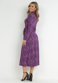 Born2be - Fioletowo-Niebieska Koszulowa Sukienka Maxi z Wiązanym Paskiem Marlana. Kolor: fioletowy. Materiał: materiał. Długość rękawa: długi rękaw. Typ sukienki: koszulowe. Długość: maxi #6