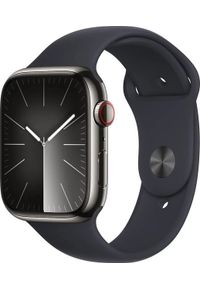 APPLE - Smartwatch Apple Watch 9 GPS + Cellular 45mm Midnight Stainless Steel Sport S/M Granatowy (MRMV3QP/A). Rodzaj zegarka: smartwatch. Kolor: niebieski. Styl: sportowy