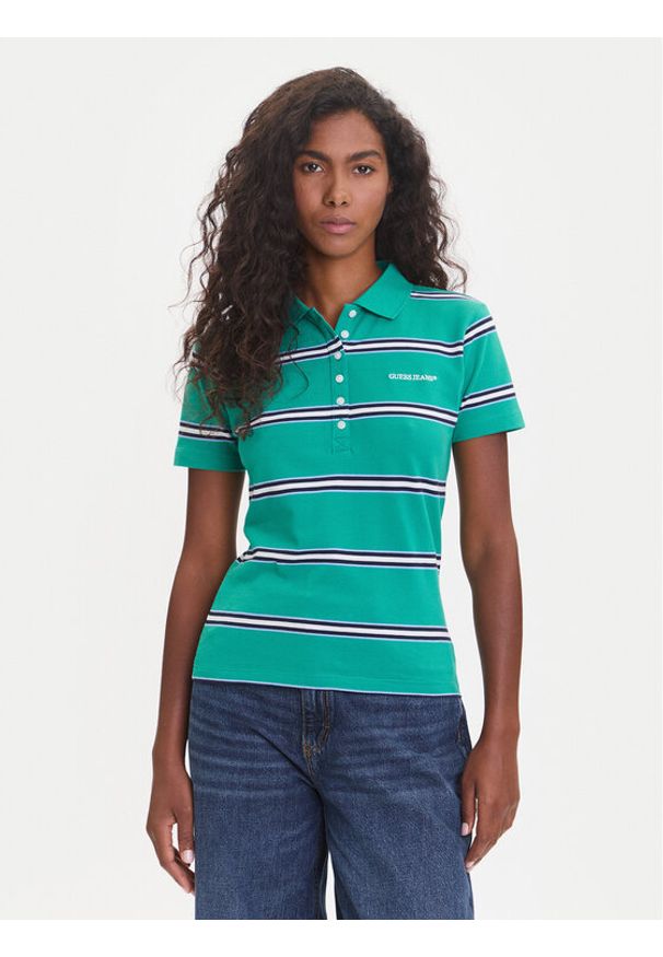 Guess Jeans Top 176097 Zielony Classic Fit. Kolor: zielony. Materiał: bawełna