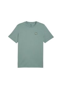 Koszulka męska Puma Ess Elevated Tee. Kolor: zielony. Wzór: haft, aplikacja. Sport: fitness #1