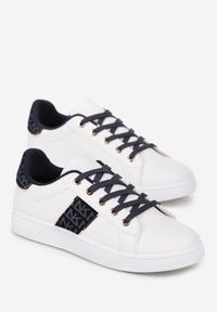Born2be - Biało-Granatowe Sneakersy z Wstawkami Dyvana. Kolor: biały