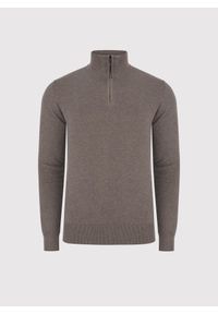 Pako Lorente - PAKO LORENTE – Brązowy sweter z rozpinaną stójką. Okazja: na co dzień. Typ kołnierza: kołnierzyk stójkowy. Kolor: niebieski, brązowy. Materiał: poliester, wiskoza. Sezon: jesień. Styl: casual #9