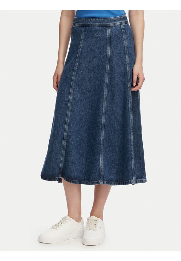 TOMMY HILFIGER - Tommy Hilfiger Spódnica jeansowa WW0WW49570 Niebieski Regular Fit. Kolor: niebieski. Materiał: lyocell