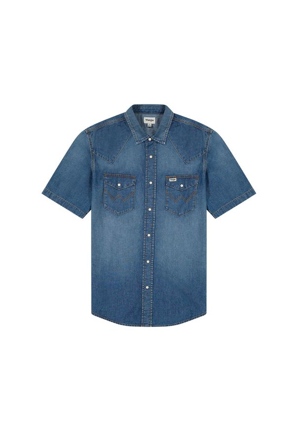 Wrangler - WRANGLER MĘSKA KOSZULA JEANSOWA SS WESTERN SHIRT Dusky 112350572 W5H8016805. Materiał: jeans