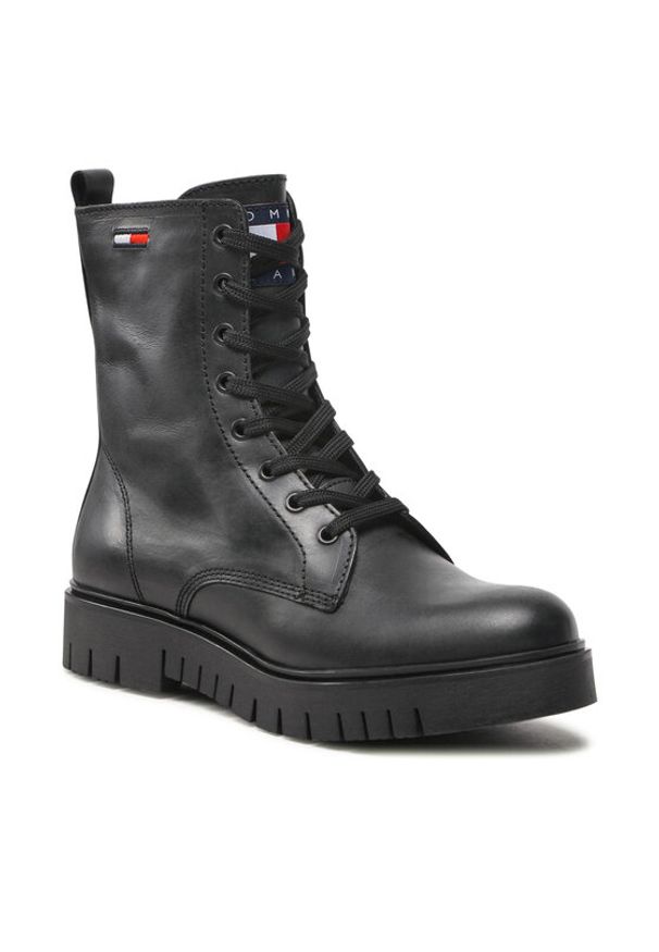 Tommy Jeans Trapery Lace Up Wmns Boot EN0EN01992 Czarny. Kolor: czarny. Materiał: skóra