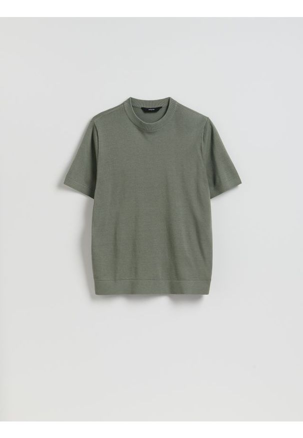 Reserved - Sweter z krótkim rękawem - jasnozielony. Kolor: zielony. Materiał: dzianina, bawełna. Długość rękawa: krótki rękaw. Długość: krótkie