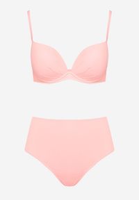 Born2be - Różowe Klasyczne Bikini Majtki Typu Figi i Biustonosz Natinela. Kolor: różowy