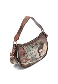 Brązowa Elegancka Torebka Damska Anekke Z Laleczką. Kolor: brązowy. Wzór: aplikacja. Materiał: zdobione. Styl: elegancki. Rodzaj torebki: na ramię #4